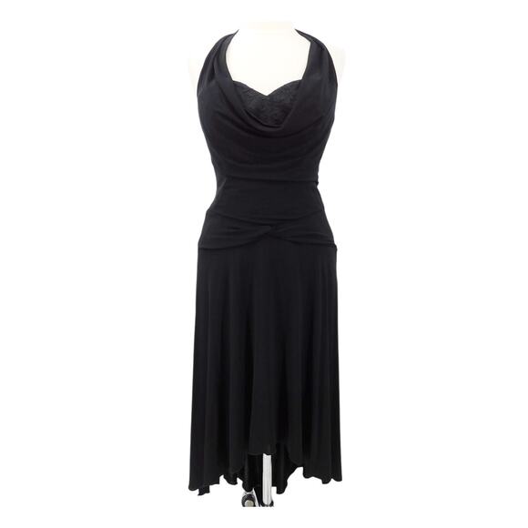 Laundry By‎ Shelli Segal Black Drape-Neck Halter Dress Size 10 Y2K Fairygrunge - Picture 1 of 9
